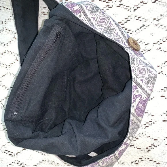 Canvas Elephant Print Hobo Sling Bag - Picture 10 of 10